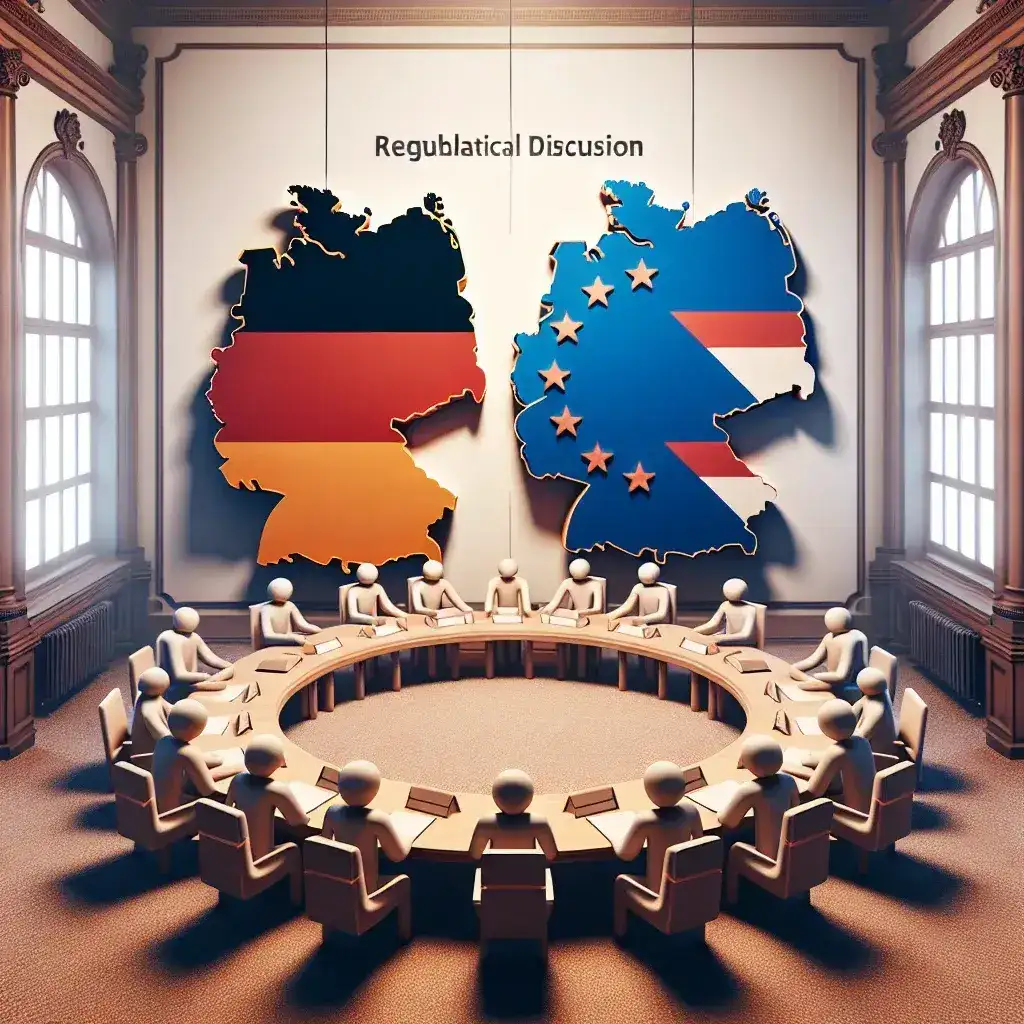 "Ilustrasi regulator di Jerman dan Austria menanggapi rencana Meta dengan diskusi mengenai privasi data dan kebijakan digital."
