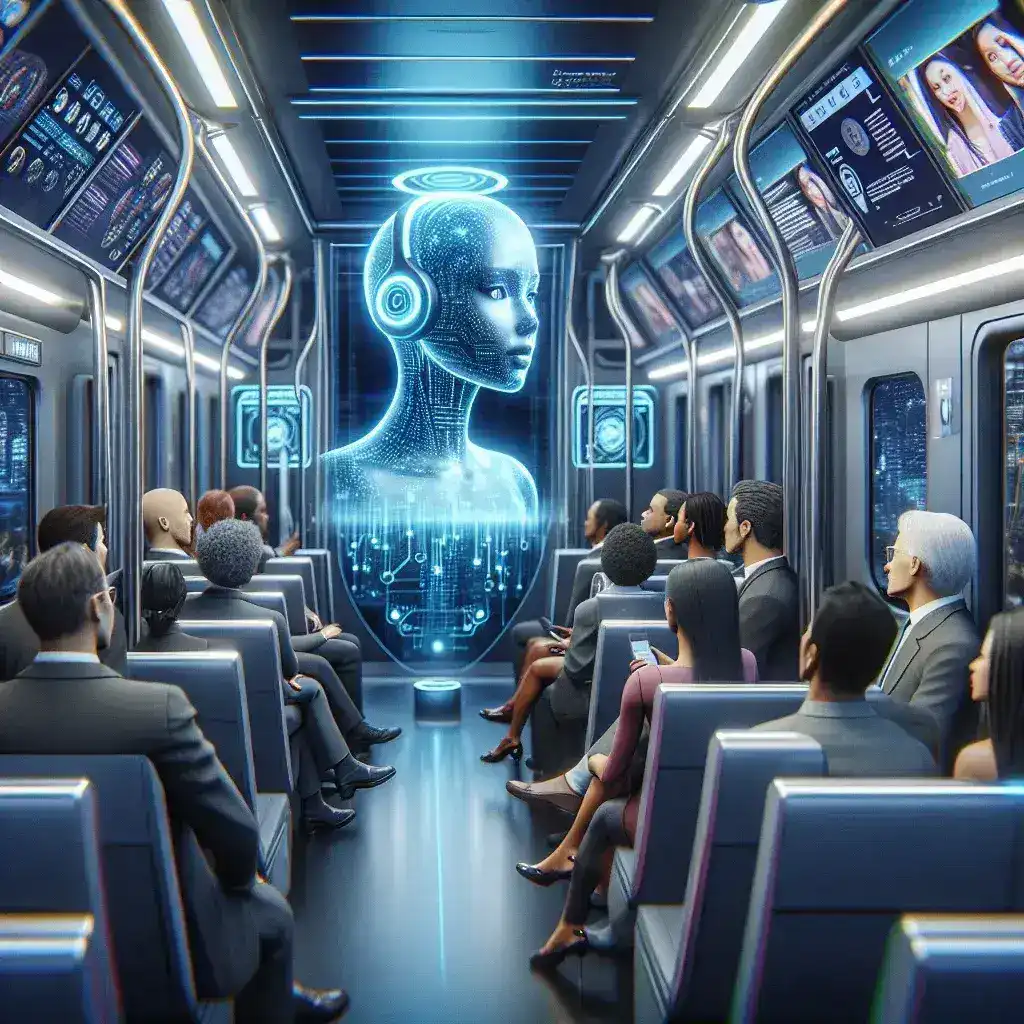 "AI presenter Iona featured in ScotRail train announcement system, enhancing passenger experience with real-time updates on services and travel information."