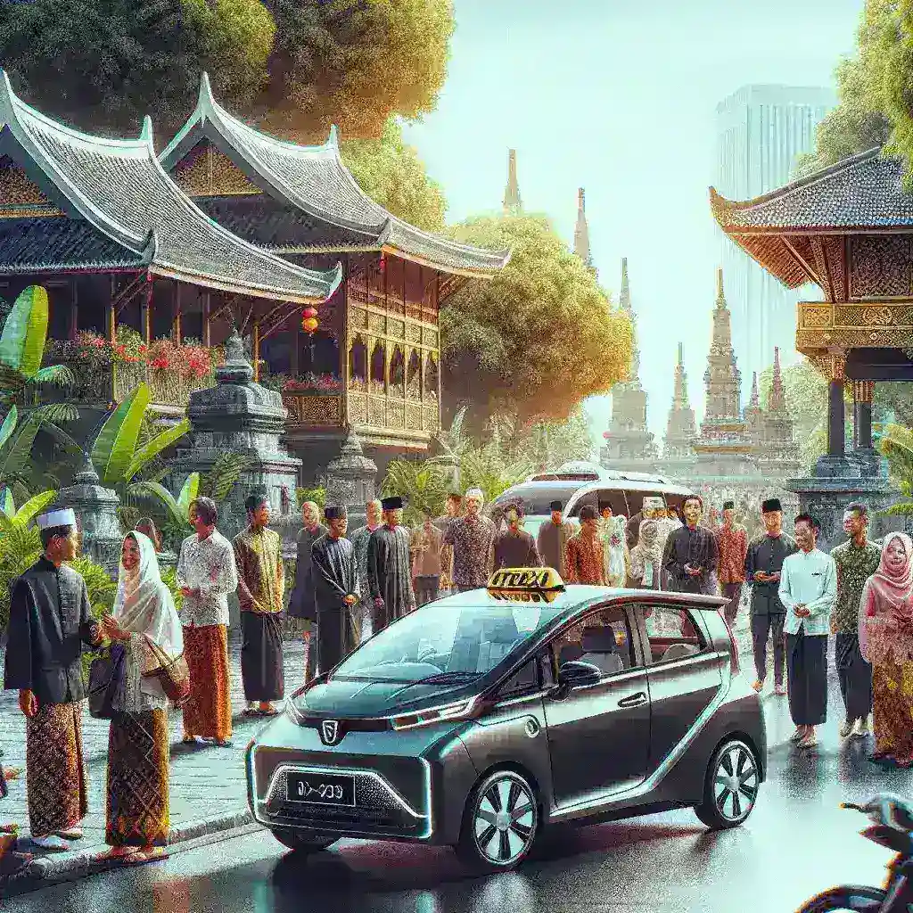 "Startup transportasi Indonesia meluncurkan layanan taksi online berbasis kendaraan listrik (EV) dengan armada modern dan ramah lingkungan."