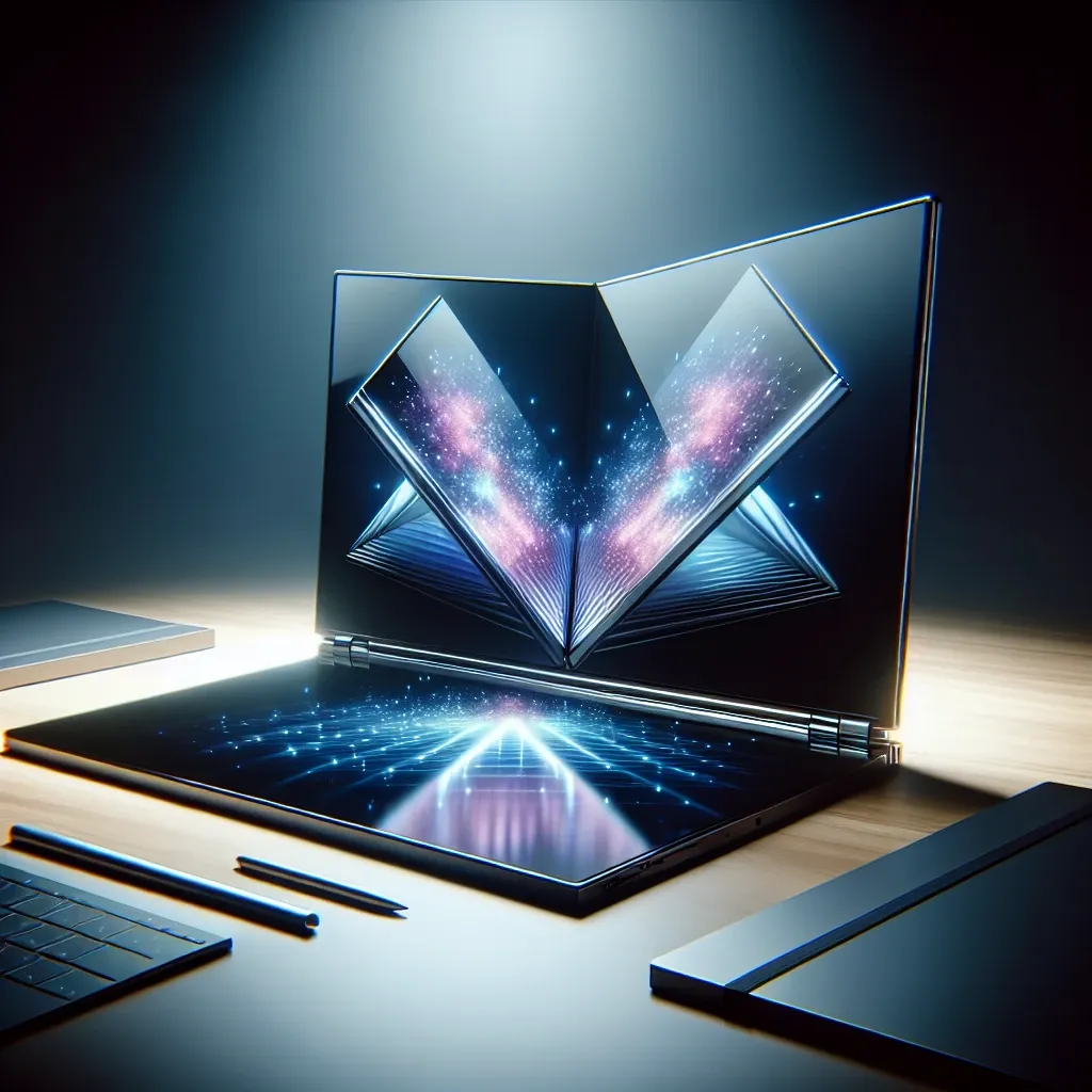 "Lenovo's second-generation 17-inch foldable laptop showcased at tech event, highlighting innovative design and flexibility in modern computing technology."